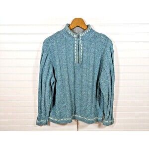 Vintage Woolrich Sweater Womens Large Petite 1/4 Zip Cozy Warm Nordic Embroidery